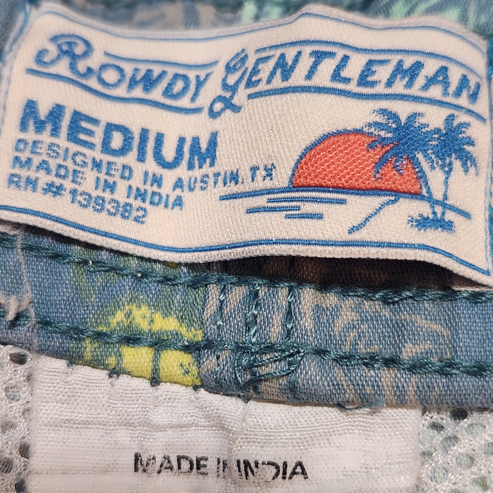 Men's Blue and Yellow Swim Shorts - Picture 2 of 5